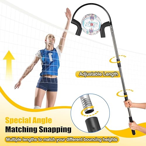 Miniatura 5 de Entrenador de púas de voleibol, longitud ajustable de 55 a 71 pulgadas, entrenamiento de voleibol de bateo, protección de arco doble, equipo de