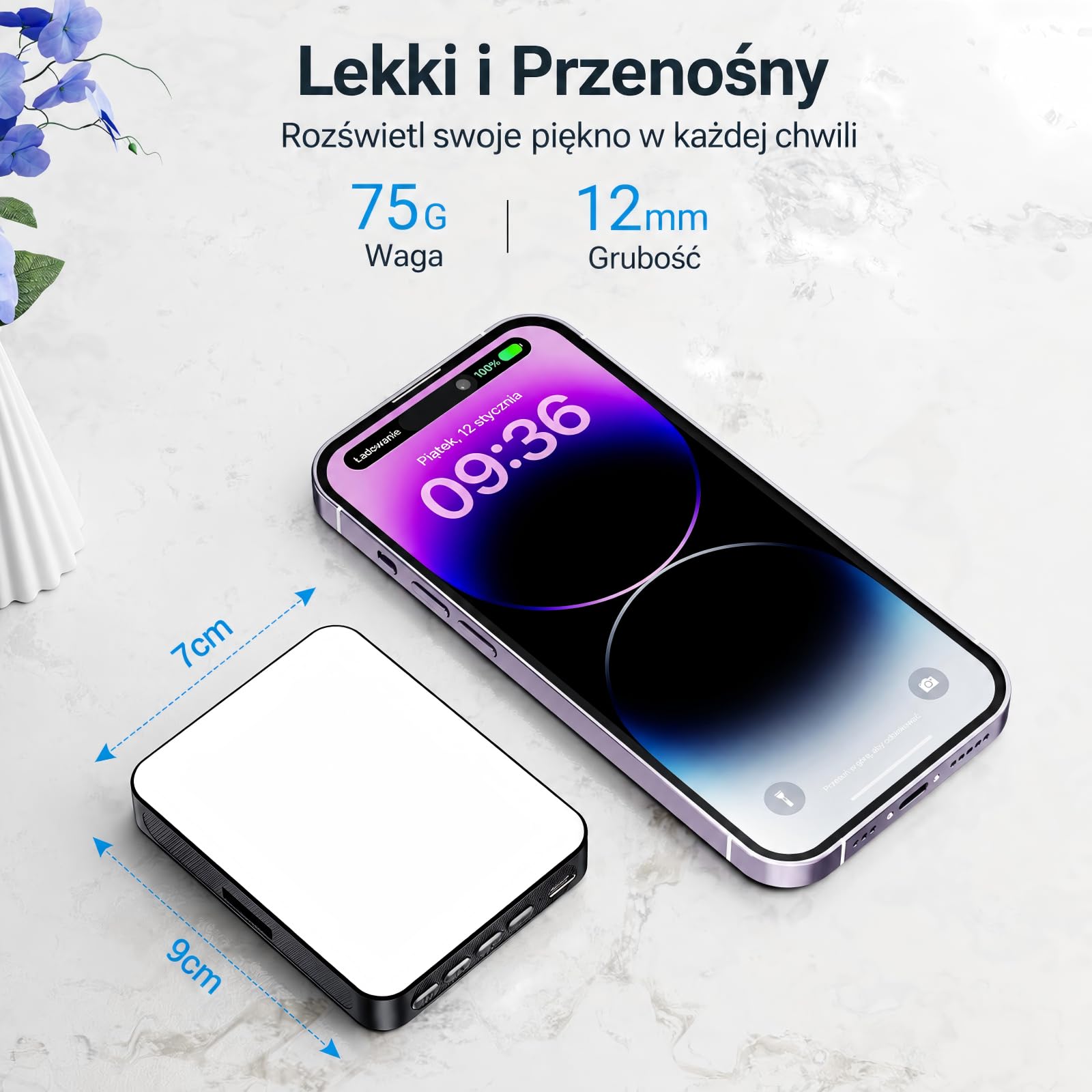 3000mAh 128 LED Światło Selfie Magnetyczna Lampka do Telefonu | 3 Trybami Światła i 10 Poziomami Regulowanej Jasności, Ładowalna Lampka do Telefonu, Tabletu, Wideo, Makijażu, TikTok