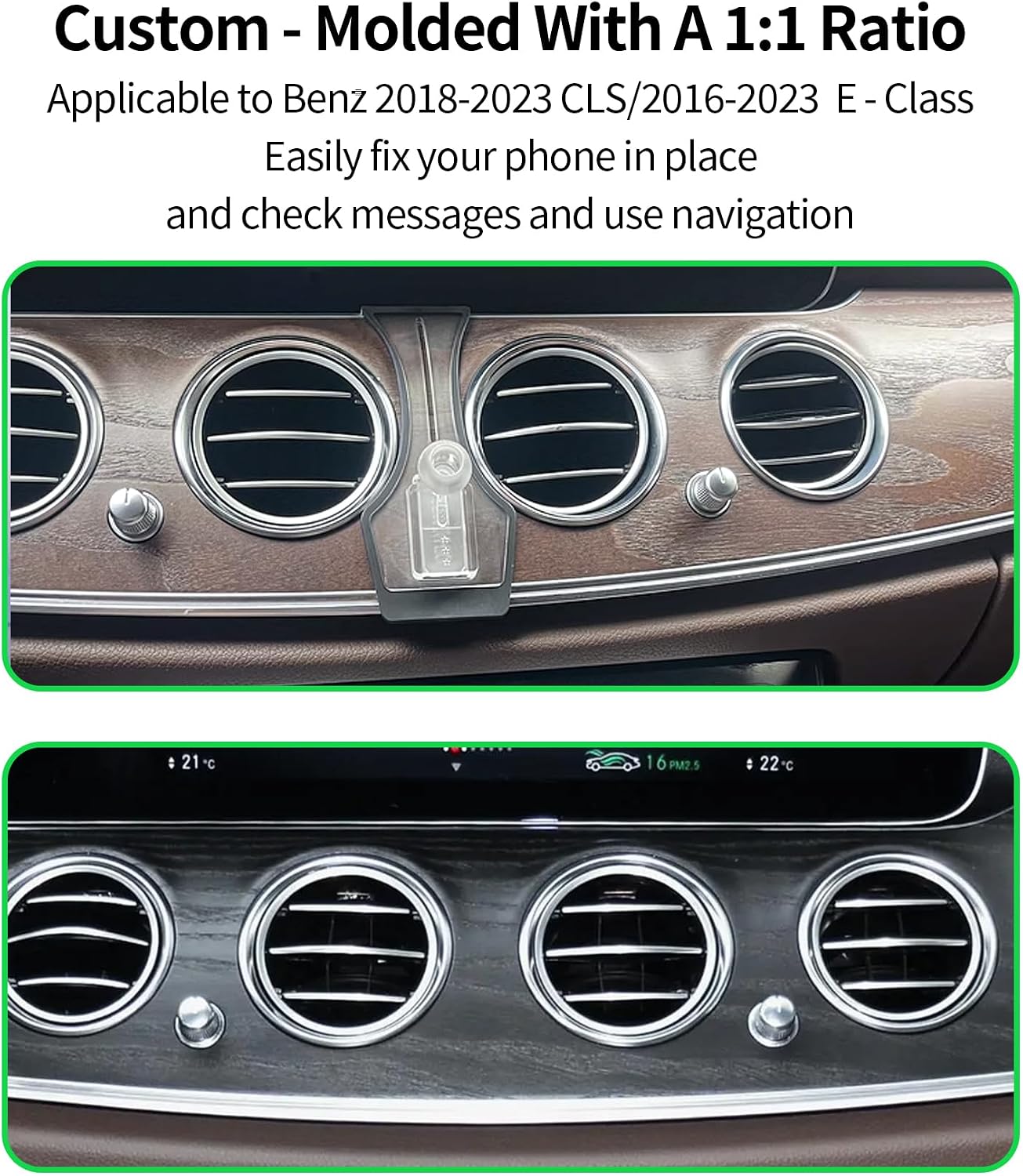 Wireless Charging Car Phone Holder for Mercedes Benz E Class 2016-2023 / CLS Class 2018-2023 Auto Accessories, 360° Rotation Car Phone Mount Compatible with MagSafe