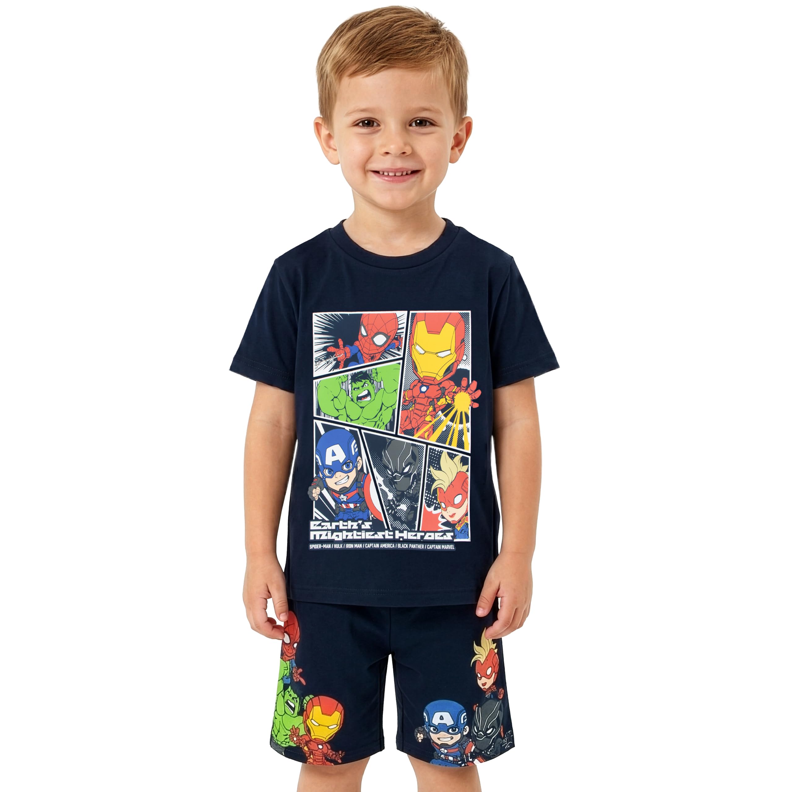 Marvel Pigiama Bambino, Pigiama Avengers Bambini Hulk, Iron Man, Captain America, E Spiderman, Pigiami Estivi