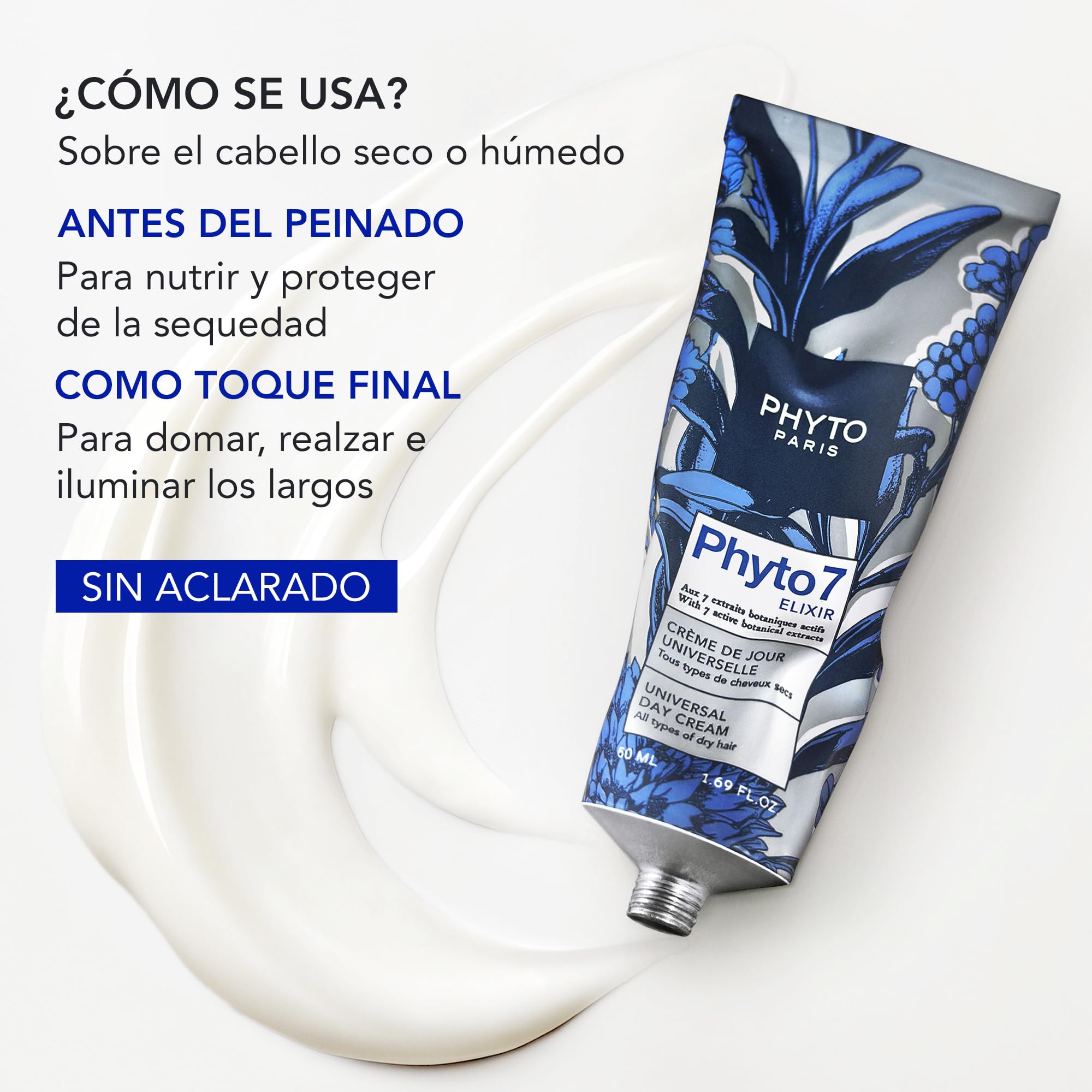 Phyto Paris – Phyto 7 Elixir Crema de Día Universal 100ml – Tratamiento Nutritivo Diario para Cabello Seco – Protección Anti-encrespamiento 48 H – 7 Extractos Botánicos – Sin Aclarado