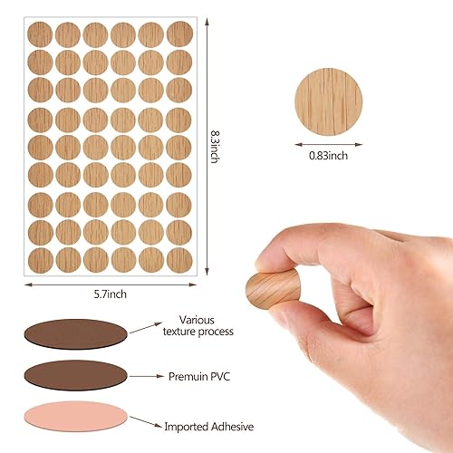 Miniatura 2 de Tenare 648 calcomanías adhesivas para cubrir agujeros para tornillos, calcomanías de grano de madera para muebles, 12 colores, impermeables,