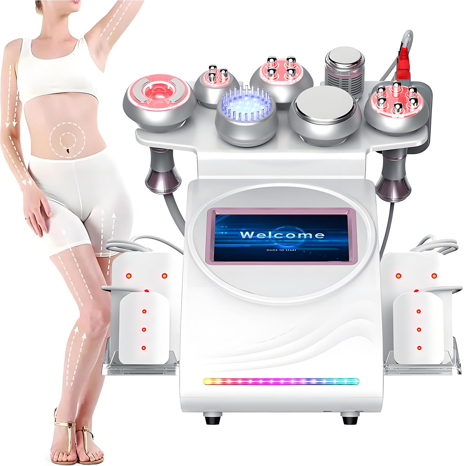 Machine Cavitation sous Vide 9 en 1,élimination Graisses par Radiofréquence,Photorajeunissement,Machine de Perte de Poids,Dispositif de Beauté Anti-Rides,Appareil Massage Cellulite A