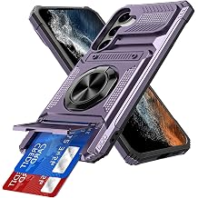 for Samsung Galaxy A15 5G Case Wallet with Card Holder Purple LM | Store 2 Cards,360 Ring Kickstand,Military Grade Protection,Heavy Duty Shockproof,Durable,Phone Case Wallet