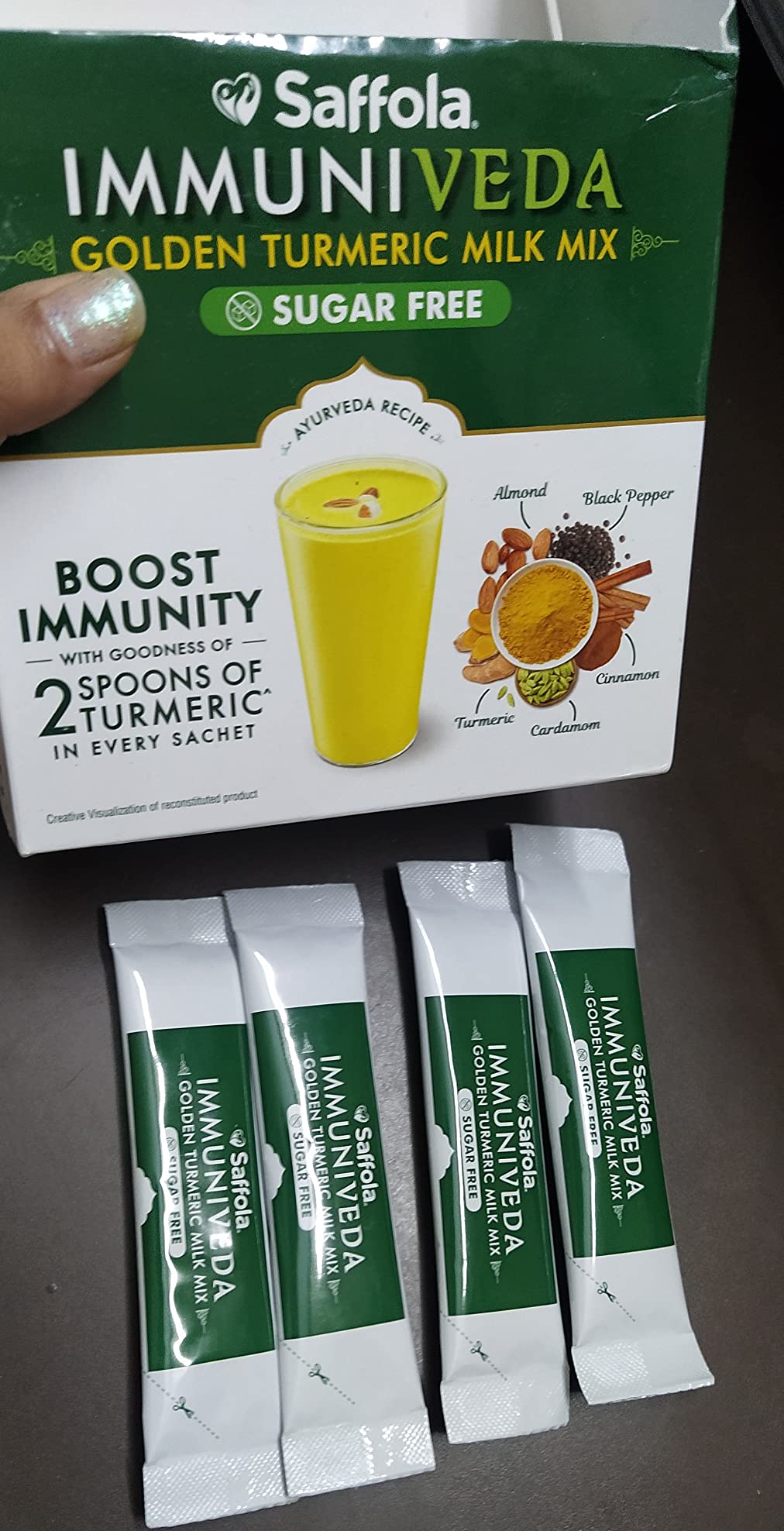 Saffola Immuniveda Golden Turmeric Milk Mix Sugar Free 130g