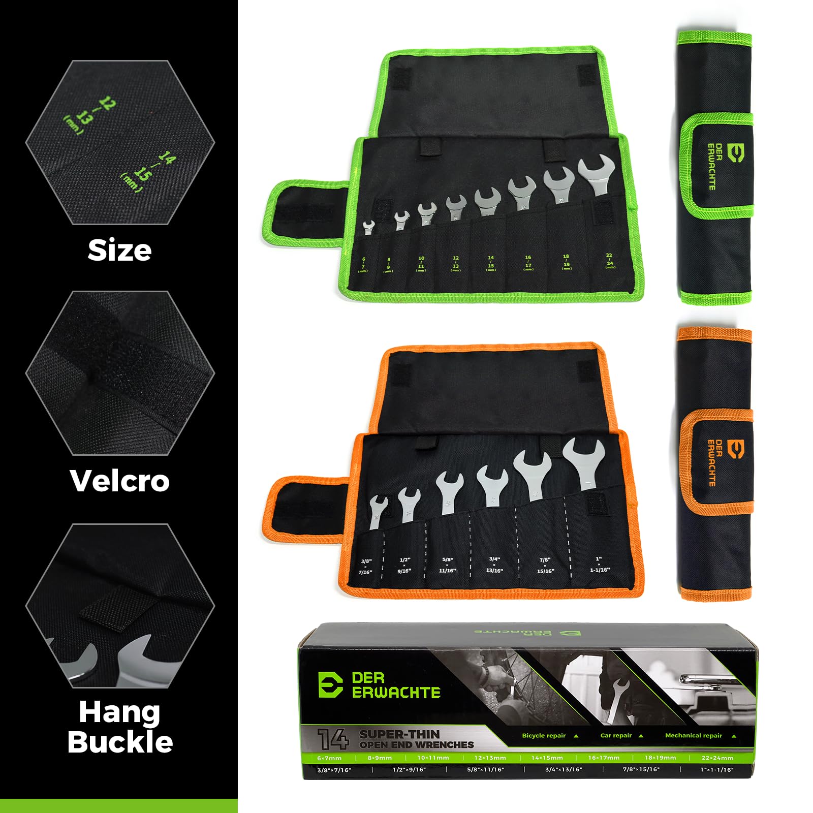 Thin Wrench Set - 14 Piece SAE & Metric -4