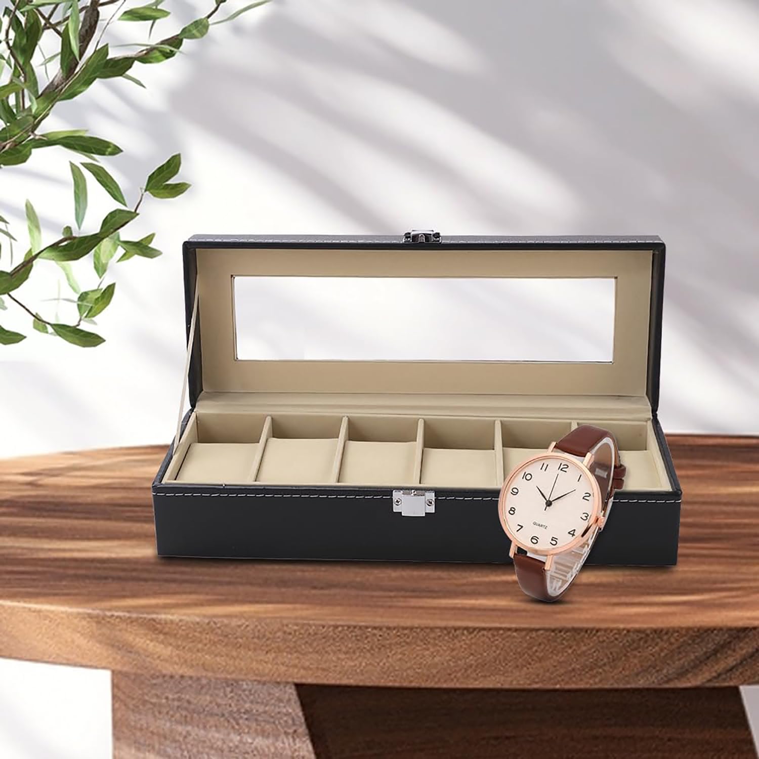 Kuber Industries 6 Slots Watch Organizer|Watch Storage Box For Men & Women|Secure Closer|Wrist Watch Display BoxBlack| (B0CX5BDZZ6) Amazon Price History, Amazon Price Tracker