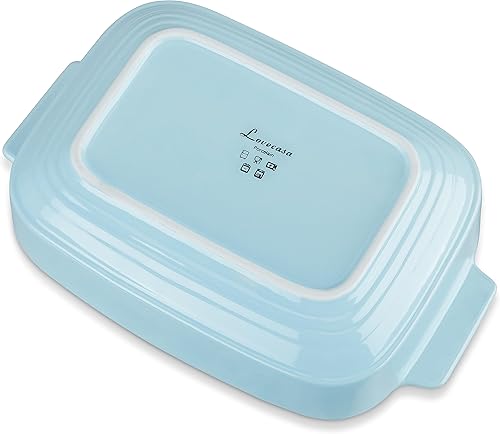 Miniatura 7 de LOVECASA Juego de 3 cacerolas para horno, platos de cerámica para hornear, sartenes rectangulares para lasaña profundas con asas, moldes para