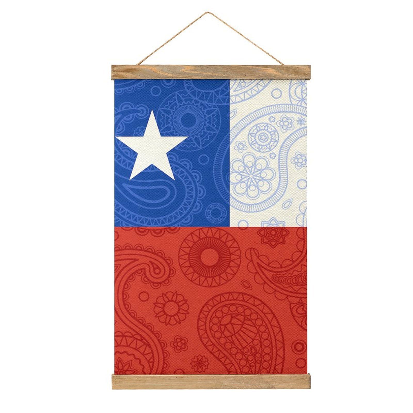 CGSBNGHA Chilean Paisley Flag Wall Art Prints Linen Hanging Painting Scroll Paintings Pictures Decor for Home