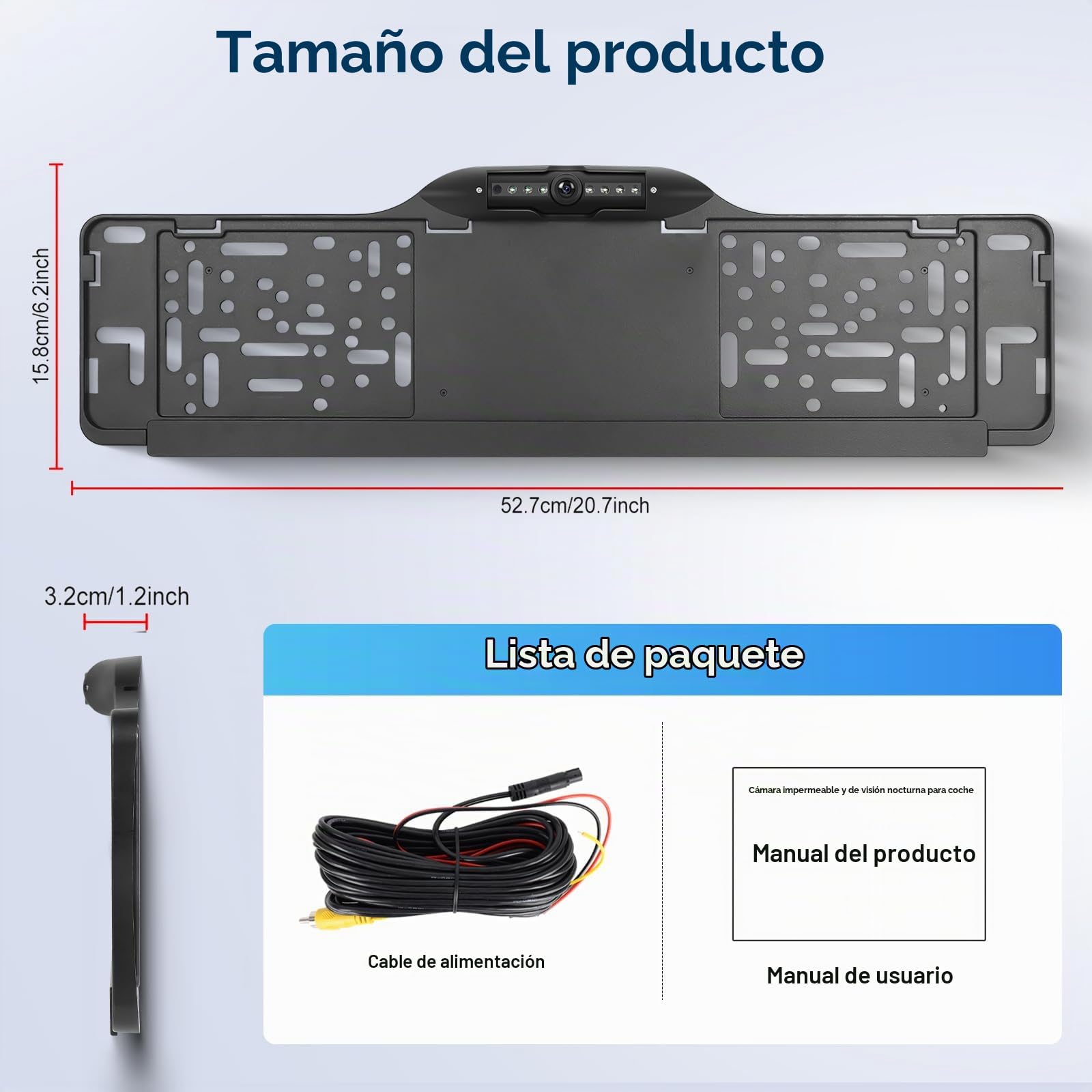 Hodozzy 1080P Placa de Matrícula con Cámara, Soporte de Matrícula para Coche Oporte de Matrícula con 150 ° Cámara Marcha Atrás Visión Nocturna Impermeable IP67 Amplio Ángulo de Visión Ajustable Cámara