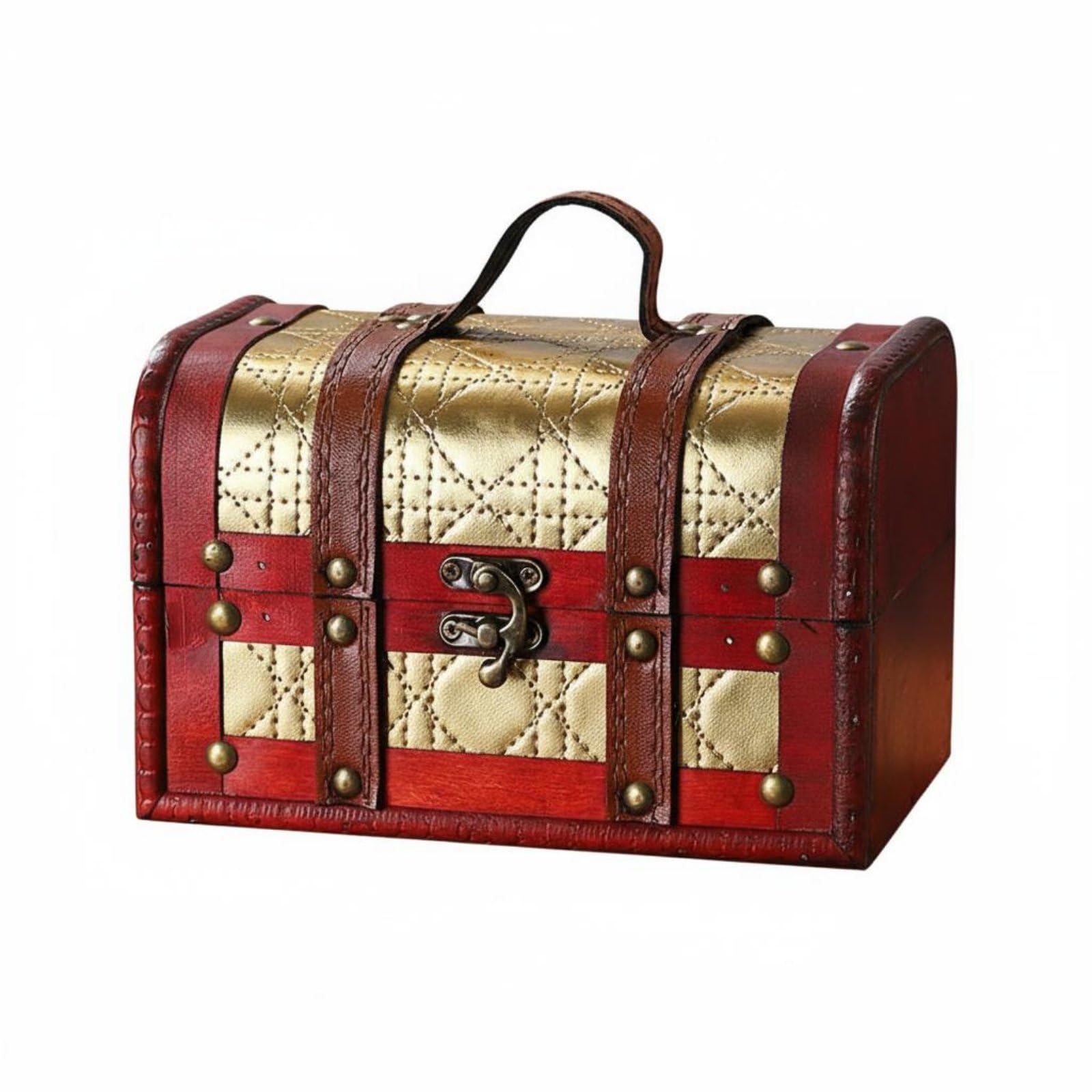 Lockable Wooden Treasure Chest Portable Vintage Wooden Treasure Chest Multi-Purpose Antique Design Storage Trunk Multipurpose for Escape Room Designers, Cosplayers, Kids, Themed Parties, Stage-image-28