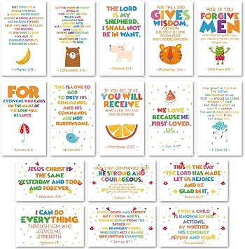60 Mini Inspirational Christian Greeting Cards of Encouragemen, with Assorted Bible Verses Perfect for Childrens Bible Studies, Inspirational Kids Gift for Child, 2"X3.5", Daily Devotional, J447