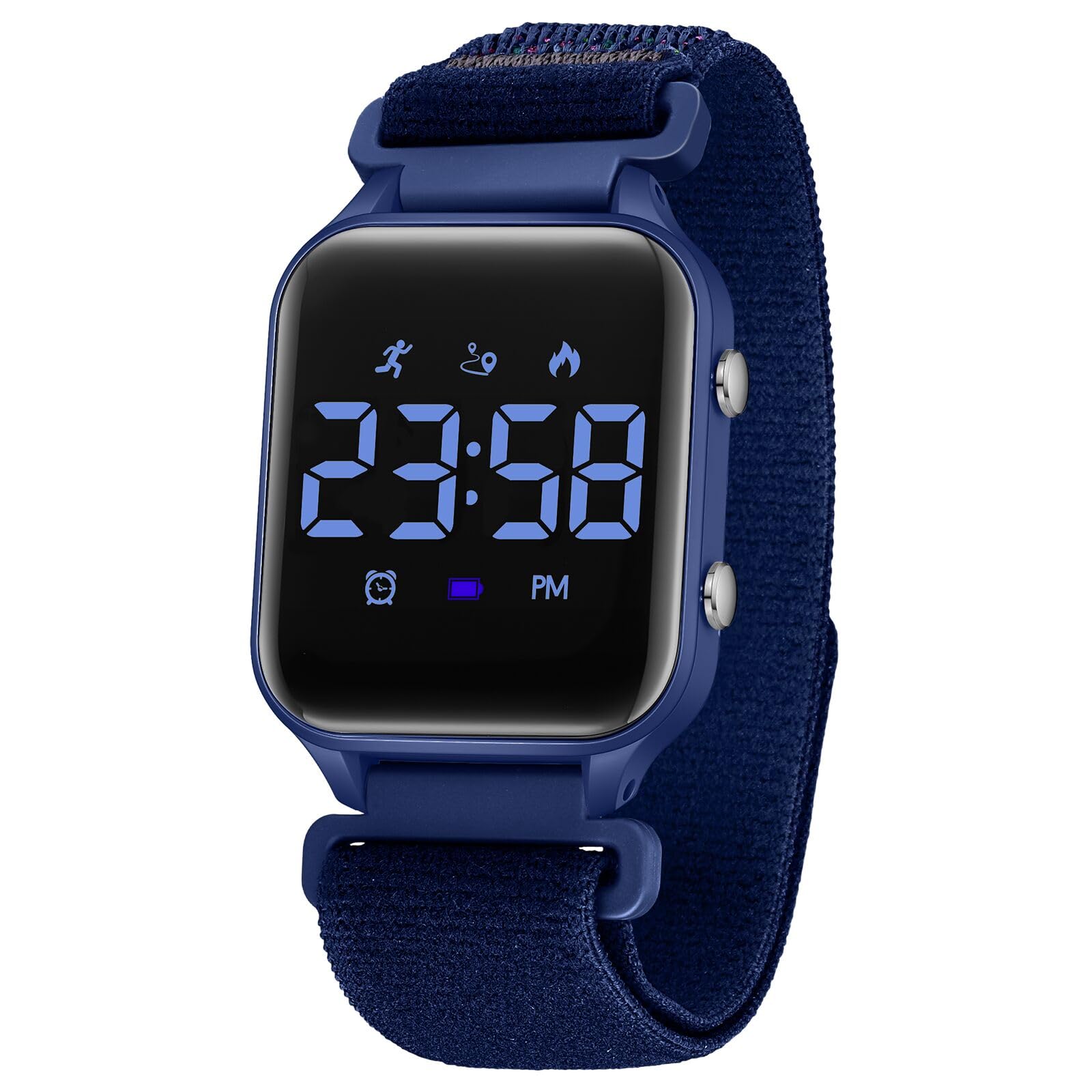 Timever Montre Digitale Enfant avec Chronomètre, Eclairage, 2 Alarme, Date,Podomètres Marche Non Connecté-Montres Sport pour Fille Garcon avec Bracelet en Nylon à Scratch