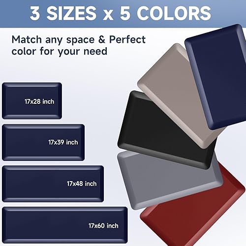 Miniatura 4 de Tapete de cocina de 45 pulgadas de grosor 2 piezas Tapete antifatiga para decoración de cocina, antideslizante, resistente a las manchas,