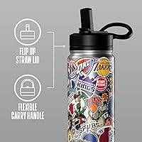 Vista 3 de Hydrapeak x NBA Botella de agua aislada de 20 onzas con tapa con popote y asa, con calcomanías de todos los equipos, con licencia oficial de la NBA
