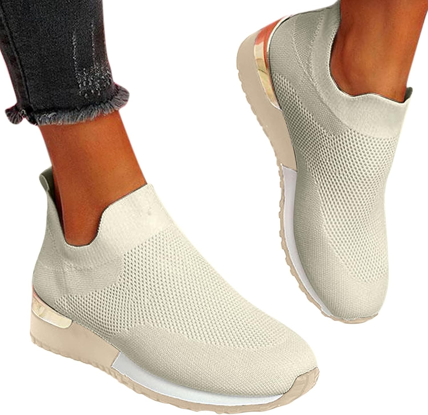 Bcshiye Womens Walking Shoes Slip On Tennis Sneakers Fashion Comfortable Lightweight Breathable Mesh Running Sneakers