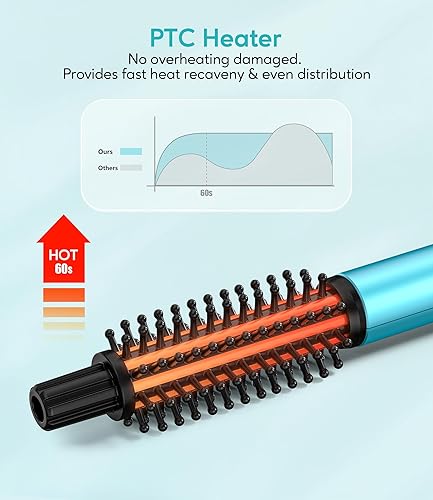 Miniatura 5 de FARERY Mini cepillo térmico, cepillo de rizador de 34 pulgadas, cepillo redondo calentado para dar volumen y rizos pequeños, rizador de tamaño de