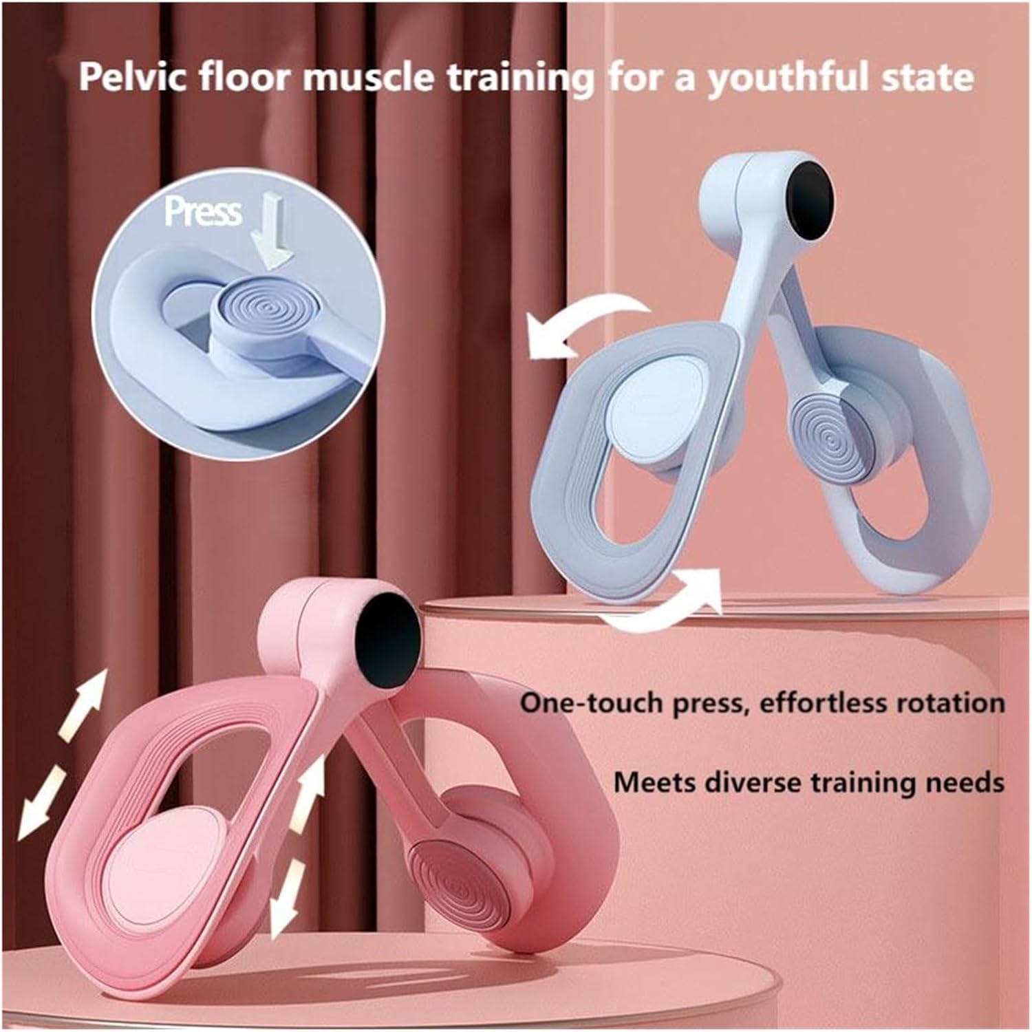 360° Rotatable Kegel Pelvic Floor Trainer - Portable Adjustable Thigh Master Hip & Leg Toner for Women