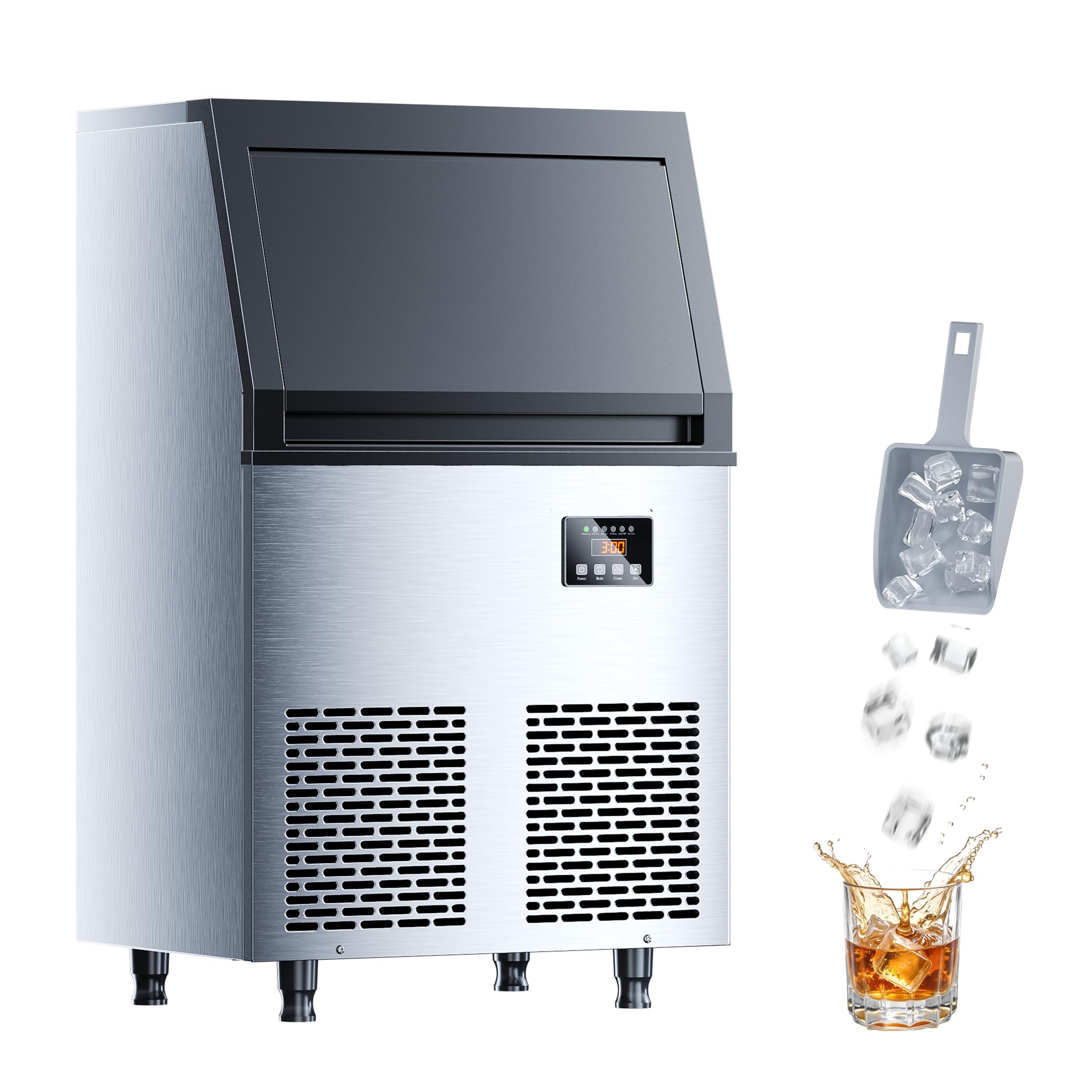 Photo 1 of ***HEAVILY USED MAJOR DAMAGE***
Coolski 200 lbs/24H Commercial Ice Maker Machine,45 Cubes/6mins, 35 lbs Ice Storage Capacity, Under Counter Ice Maker Self Cleaning, Stainless Steel Freestanding Ice Maker for Home Bar Restaurant
