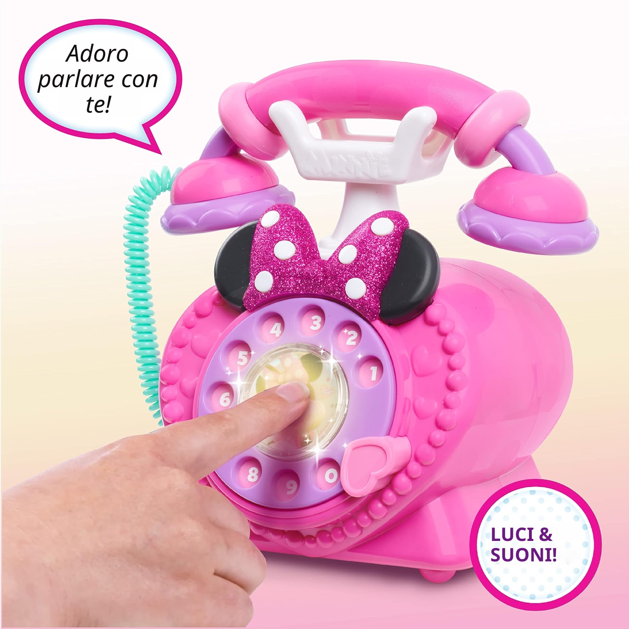 Telefono rotante di Minni Parla con me Disney Junior, con effetti luminosi e sonori, gioco di finzione, giocattoli per bambini dai 3 anni in su di Just Play