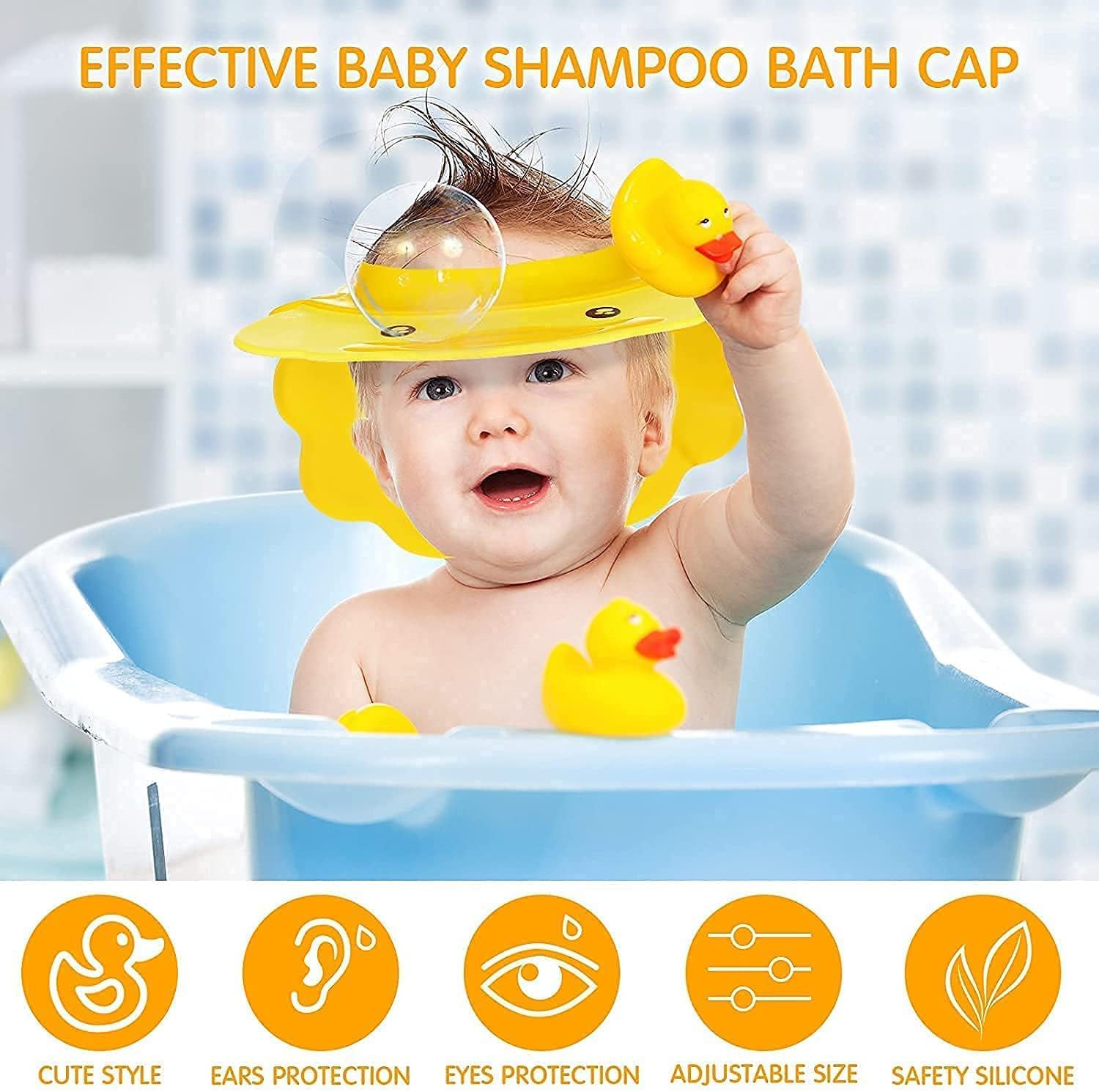 Baby Shower Cap Kids Shower Shield, Adjustable Baby Hair Washing Shield