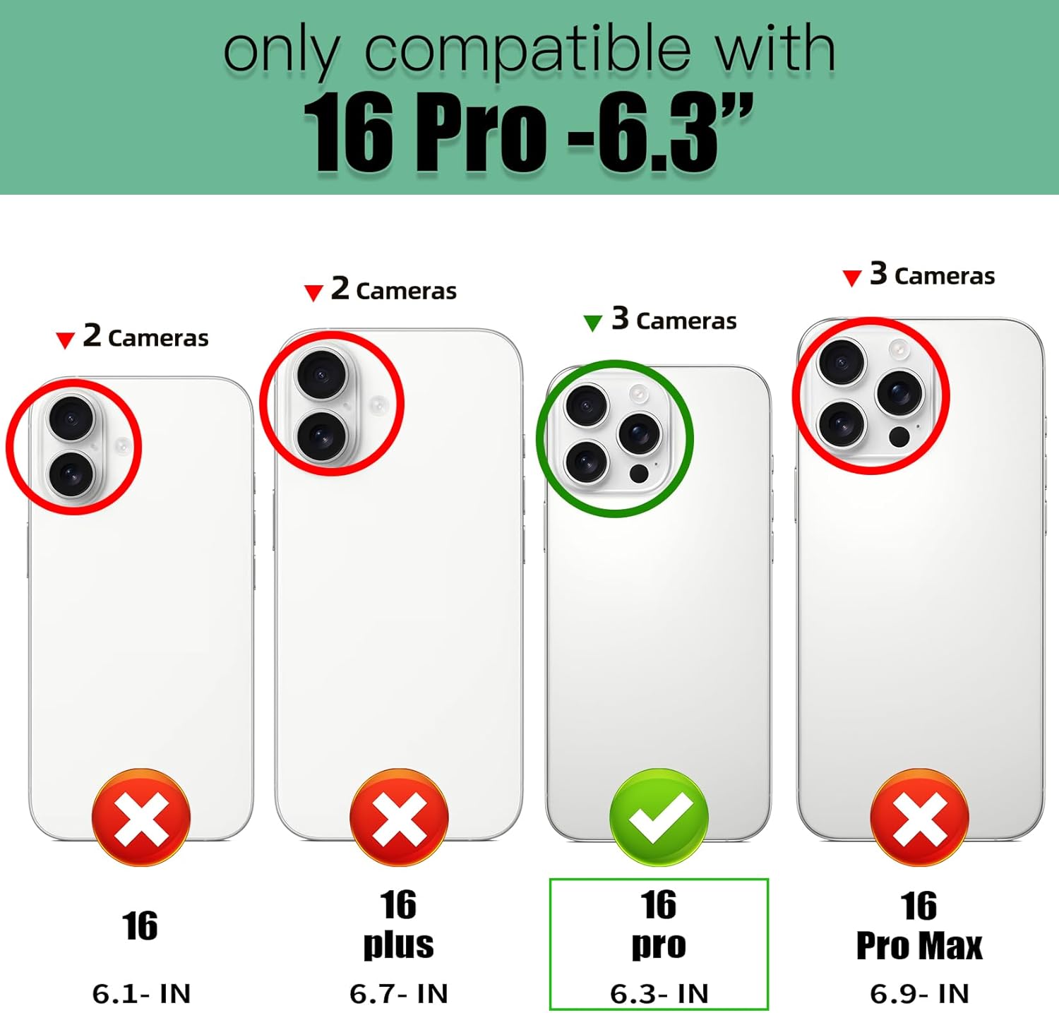 TOOVREN Phone Case Compatible with iPhone 16 Pro Wallet Case with Strap Lanyard Card Holder Case for iPhone 16 Pro Case with Wallet Leather Stand Kickstand Adjustable for Women & Men 6.3 Inch Black - Image 2