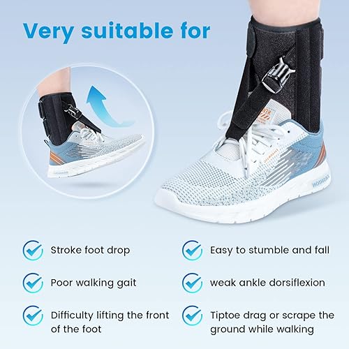 Miniatura 2 de Soporte para pie caído para caminar con zapatos se adapta a izquierda y derecha, soporte AFO ajustable para hombre y mujer, férula de pie para