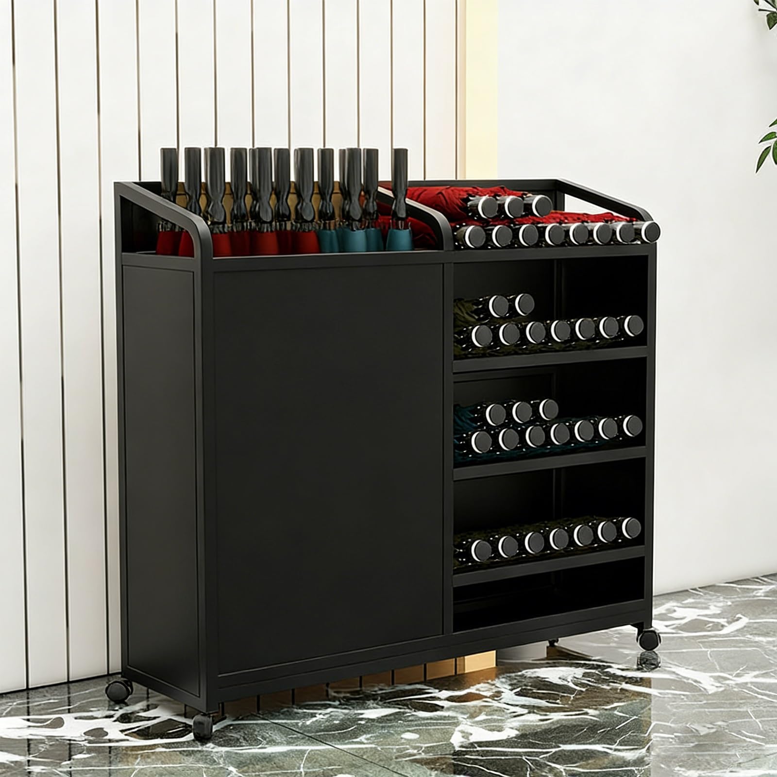GHHVFEC Umbrella Stand for Entryway with 360° Silent Wheels, Commercial Umbrella Basket, Holds 23.6in Umbrellas