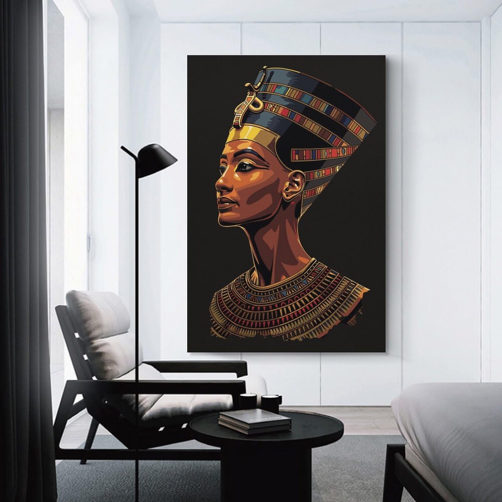 Junmoney Egyptian Queen Nefertiti Hanging Wall Art, 20x30inch(50x75cm), for Bedroom Decor, Cosy Corners Or Studios, An Easy Wall Refresh for Bedrooms