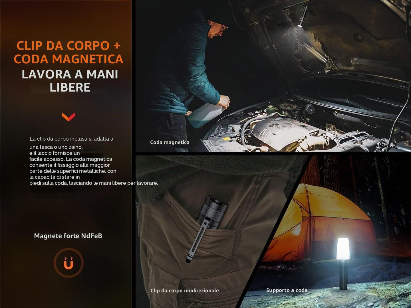 fenix E35R, torcia EDC ricaricabile ultra luminosa | 3100 lumen | 260 m | 69 ore max | tappo posteriore magnetico | alimentato a batteria 21700 | porta di ricarica USB-C | IP68