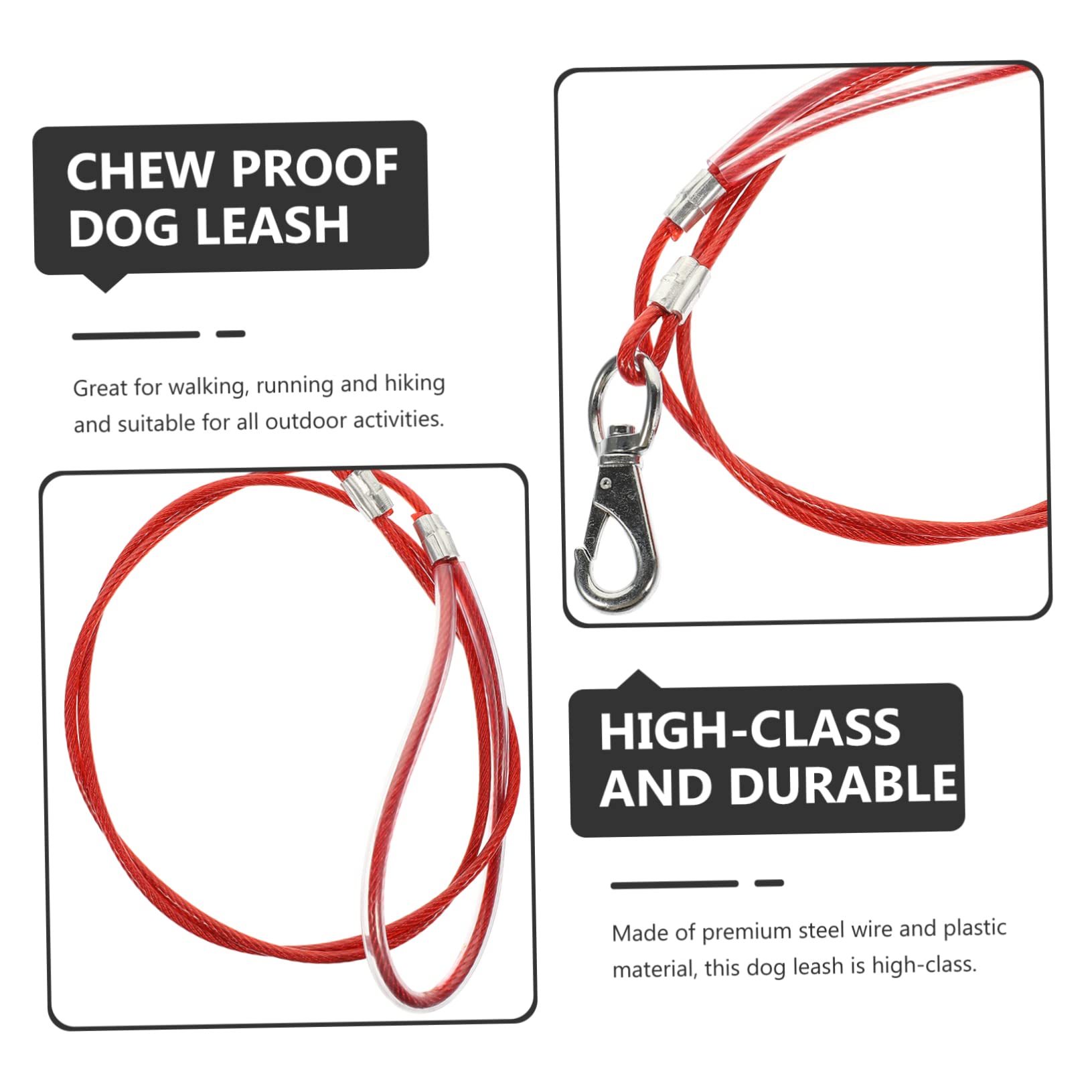 INOOMP 4pezzi Guinzaglio Per Cani Acciaio Inossidabile Resistente Ai Morsi Per Passeggiate e Attività All Aperto Design Elegante e Leggero