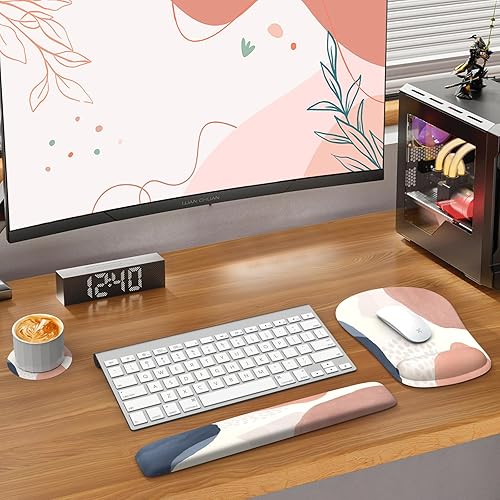 Miniatura 7 de Haocoo Alfombrilla de mouse con reposamuñecas, reposamuñecas de teclado, reposamuñecas de gel para teclado de computadora y juego de alfombrilla de