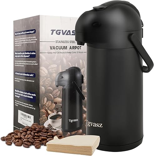 Dispensador de jarra de café con bomba dispensador de bebidas calientes, jarra térmica aislada para mantener el calor agua fría, bebidas de