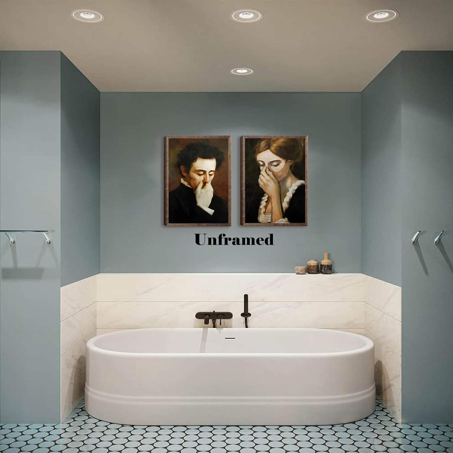 BJVJKSU Funny Bathroom Wall Art Vintage mid century Style Prints Wall Decor Black and White Humor Classical Toilet Bad Smell Pictures Poster Amusing Lady Man Painting Canvas Gift Unframed(8x10in) - Image 4