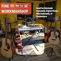 Vista 7 de Stage Rocker - Soporte plegable clásico estilo Single-X para teclado y piano digital, ancho y altura ajustables, duradero y resistente, fácil