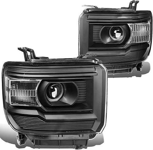 DNA Motoring HL-OH-GMCS14-BK-CL1 Reemplazo de faros delanteros laterales transparentes para 14-17 Sierra