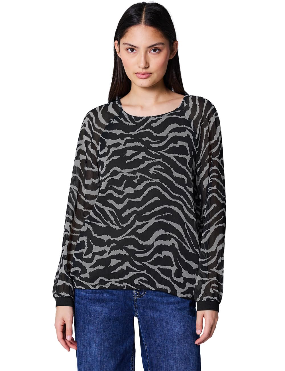 Street One Studio Damen Chiffonbluse mit Zebra-Print