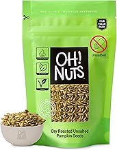 Oh! Nuts Pumpkin Seeds - Dry Roasted Unsalted - 2 lb - All-Natural Protein Power Unshelled Pepitas - Packed in New York Zip-Seal Bag for Exceptional Freshness