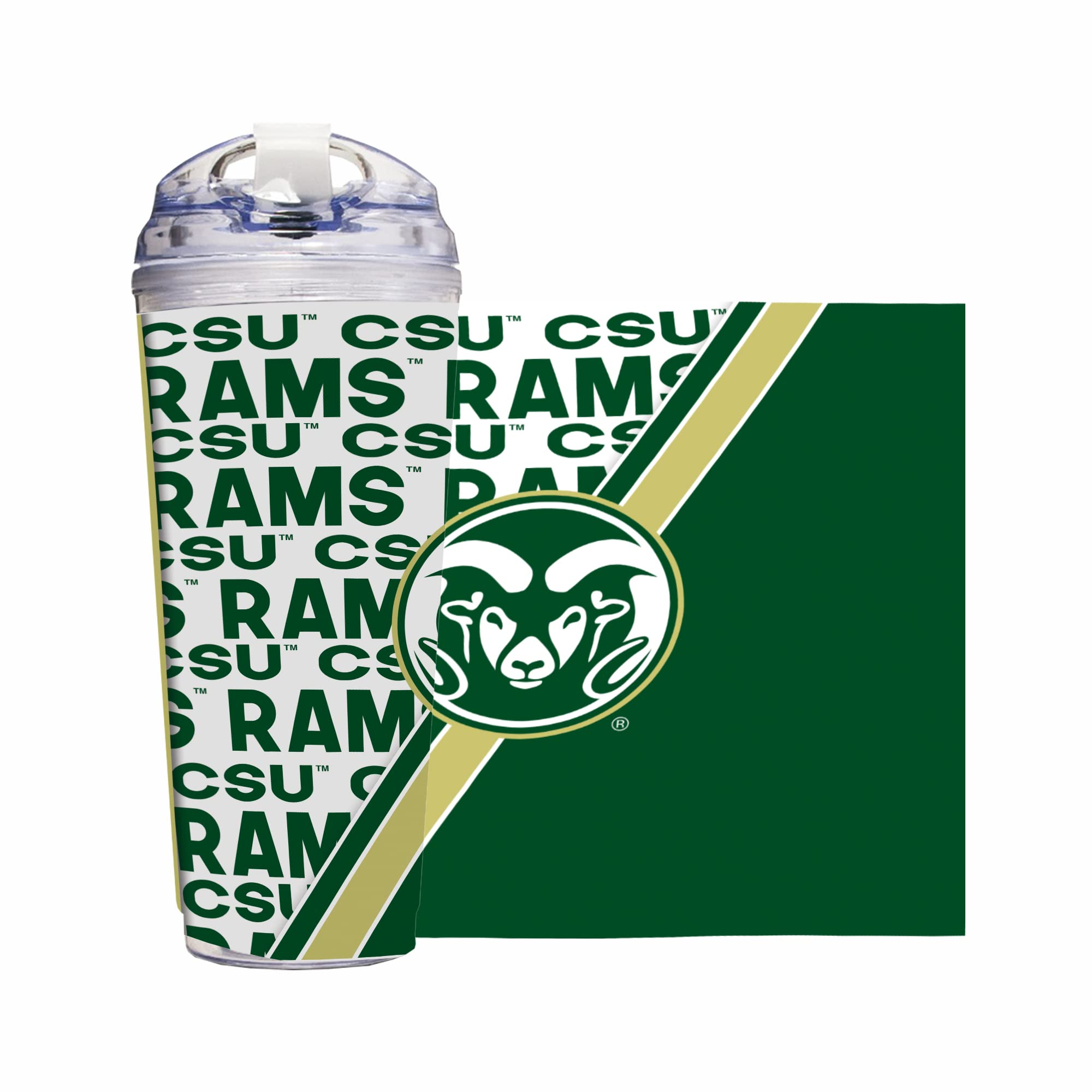 Gobelet Colorado State Rams anti-condensation double paroi acrylique avec paille