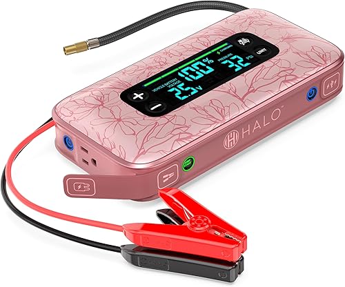 Miniatura 7 de HALO Bolt Ultimate 2 - Arrancador de batería portátil para automóvil Compresor de aire de 130 PSI, banco de energía USB de 55.5 Wh con salida