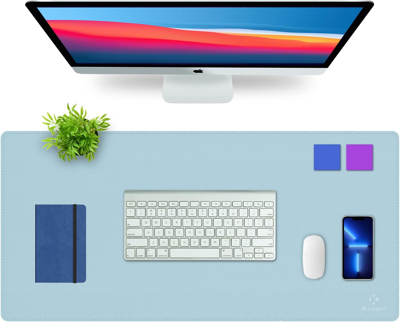 K KNODEL Sewing Leather Desk Mat, Large Mouse and Keyboard Pad, Computer and Laptop Mat for Home and Office, Desktop Protector and Blotter