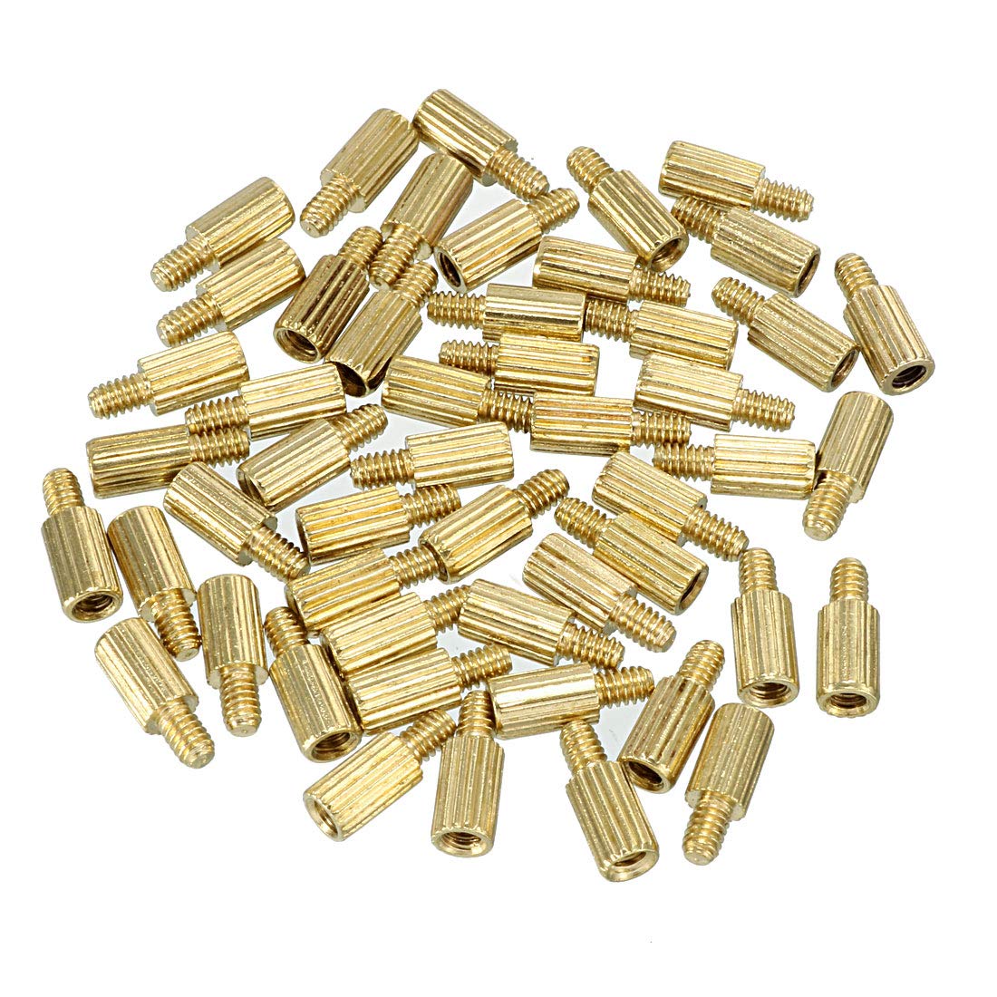 uxcell 50pcs M2 5+3mm Male Thread Brass Round Standoff Spacer Screw PCB Pillar-image-16