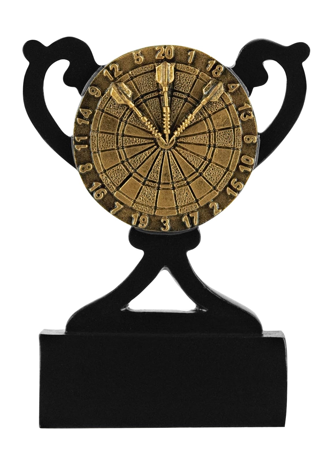 SilverTrophy: Darts Trophy Mini Cup, Dartboard, Pub & Social Club League Winners, Darts Night, Party, Fun Games Competition Prize, Bullseye, Black & Gold 8cm, Customisable Personalise Gift Award