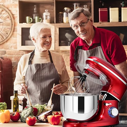 Miniatura 7 de ARLIME Batidora de pie, 660 W, 6 velocidades, con cabezal inclinable para alimentos, con cuenco de acero inoxidable de 6.5 cuartos de galón, gancho