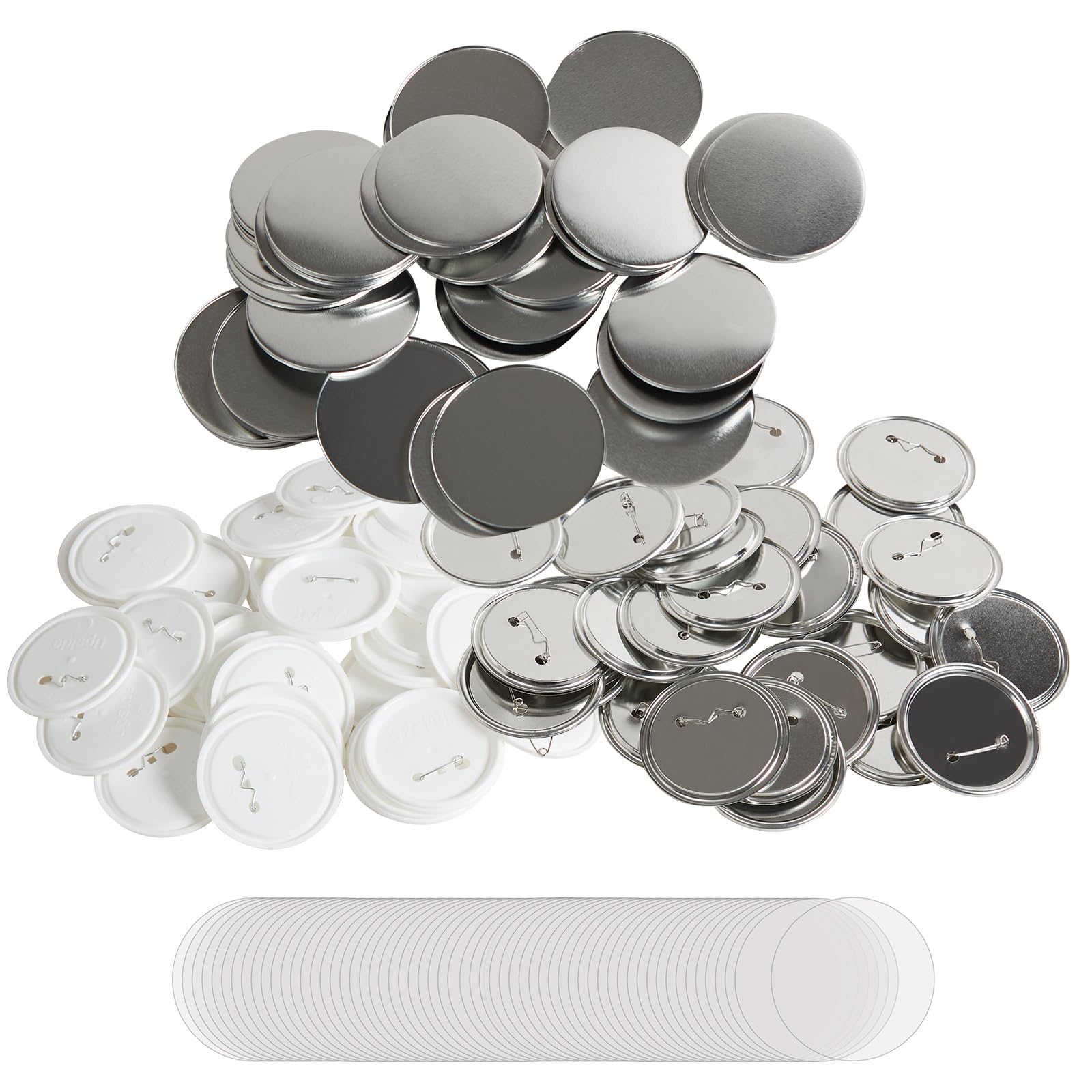 VEVOR 500 zestawów 5,7cm 58mm części do przypinania guzików,okrągłe części do przypinania guzików,zestaw zawiera metalową górę,przezroczystą folię,guzik i pusty papier na,maszyna NIE jest dołączona