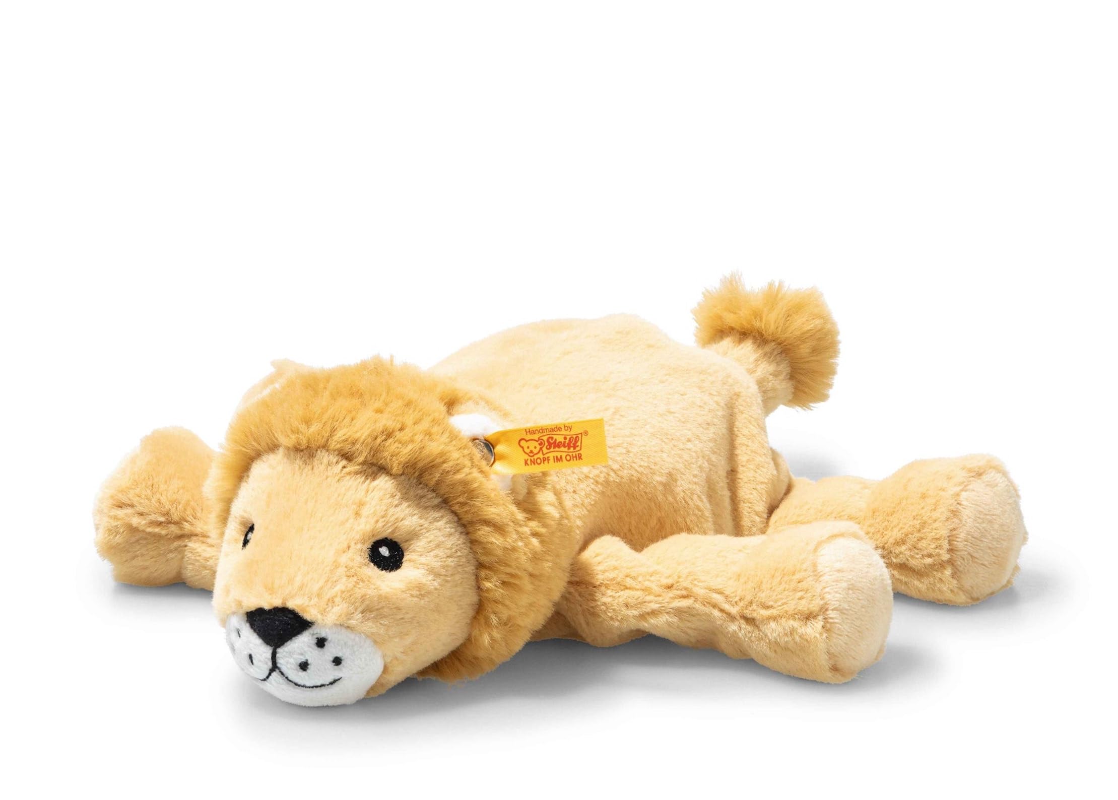 Steiff Liam Löwe 20 cm, Soft Cuddly Friends, Kuscheltier Löwe, Flauschiges Stofftier zum Spielen & Kuscheln, aus kuschelweichem Plüsch für babysanfte Haut, waschmaschinenfest