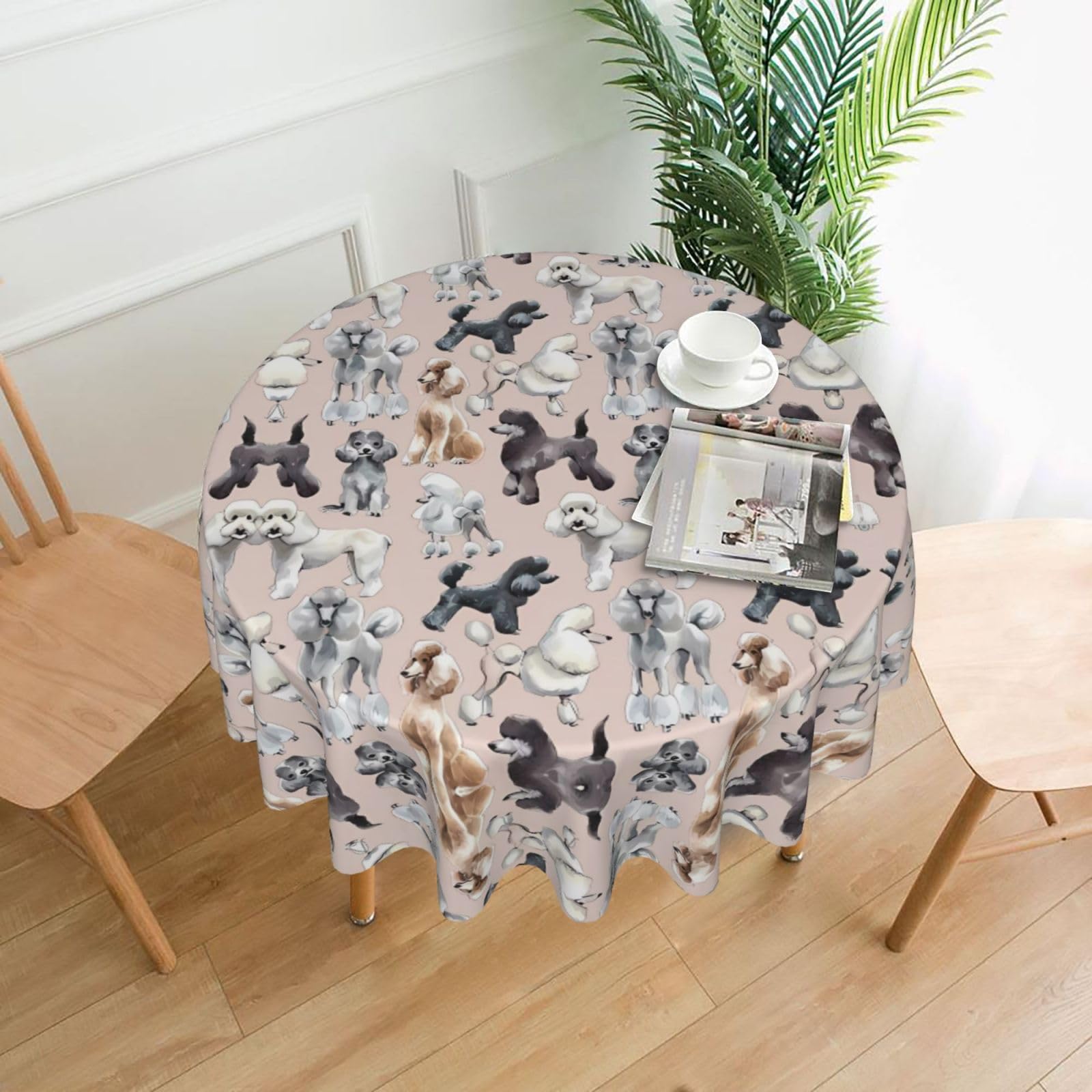 hhxvcv Poodles Dogs Round Tablecloth – Dining Table Cover