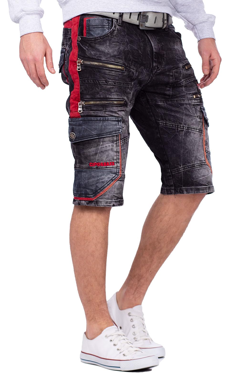 Cipo & Baxx Herren Jeans Shorts Stonewashed Cargo Regular Fit
