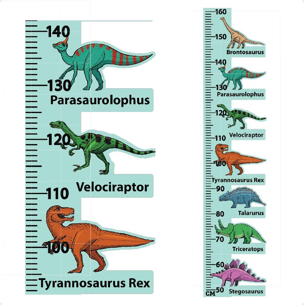 STICKERS MAGIC Height Chart for Kids as Tall as Dinosaur Growth Chart Ruler - Wall Sticker Decal in Metric Measure - Fabric & Vinyl – Perfect for Boys, Girls, Toddlers, Nursery Decor