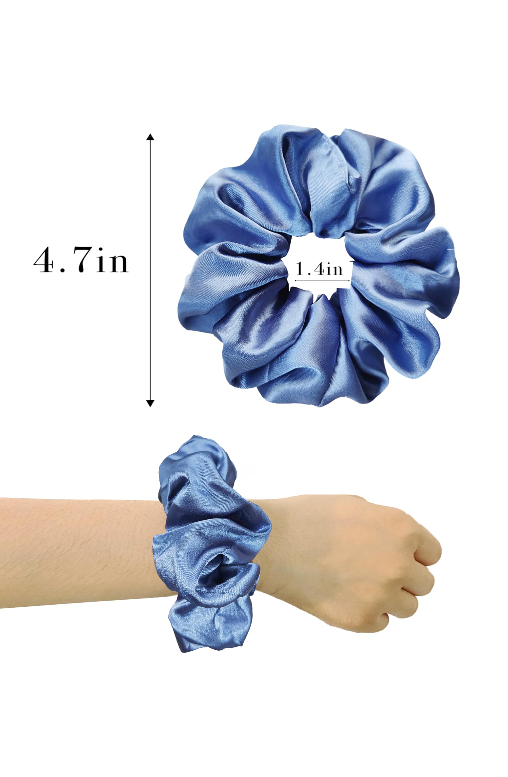 ALCEA ROSEA Hair Ties Silk Scrunchies for Women Girls 8 Pack Satin Elastic Tie Scrunchie No Damage Ponytail Holders Hair Bands (8-8G)